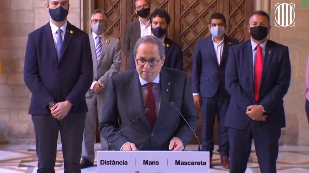 Quim Torra en su comparecencia tras su inhabilitación.