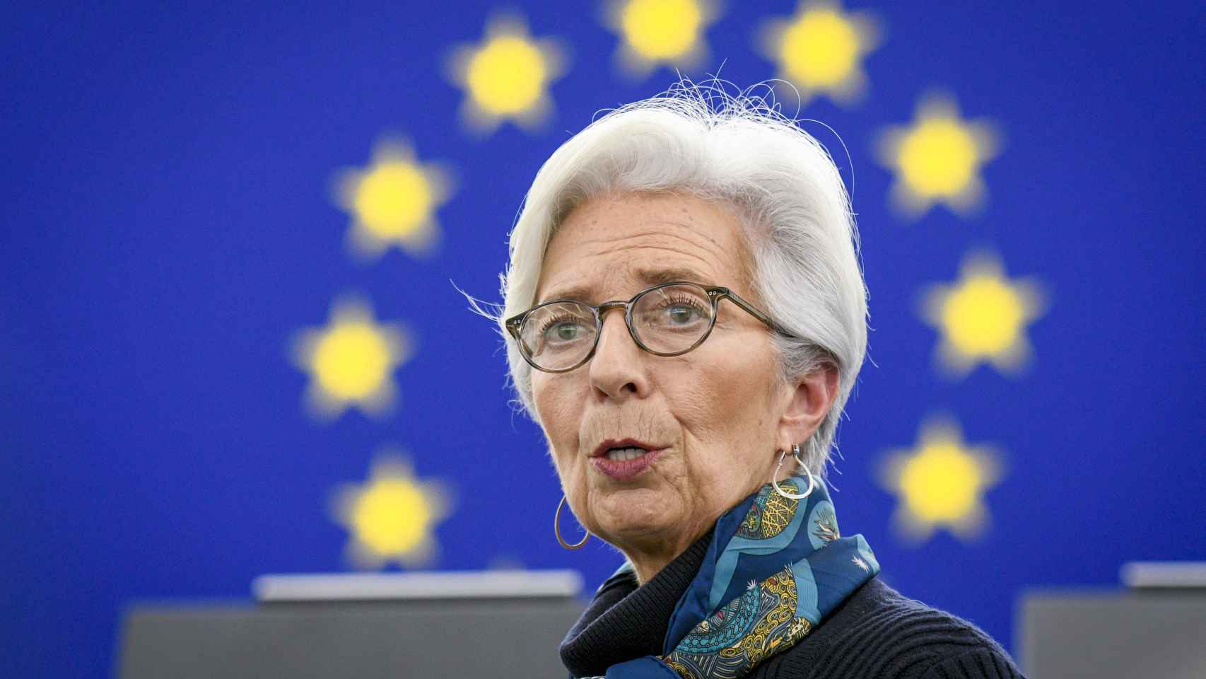 La presidenta del BCE, Christine Lagarde, en una comparecencia en la Eurocámara