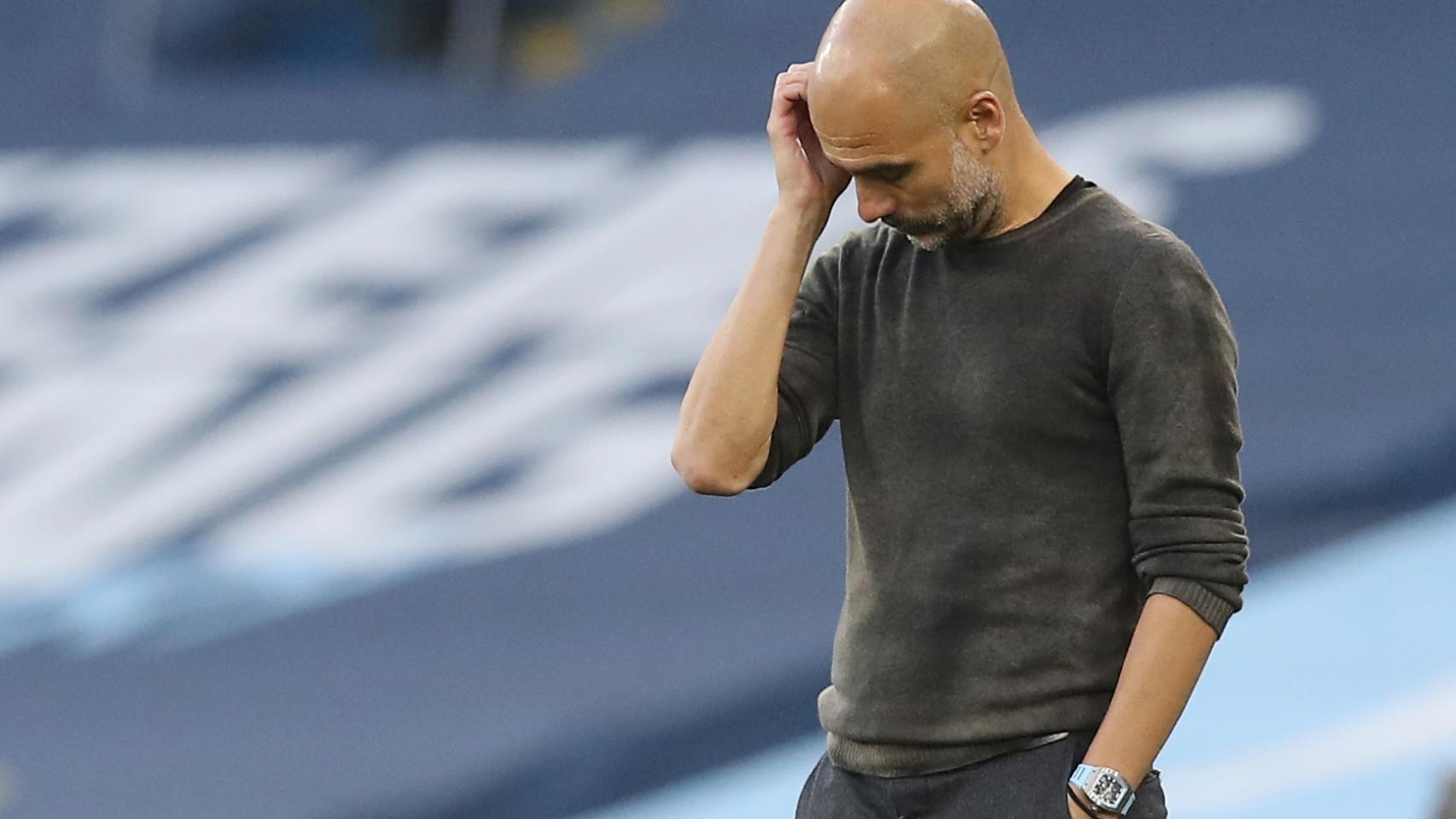 Pep Guardiola, durante un partido del Manchester City