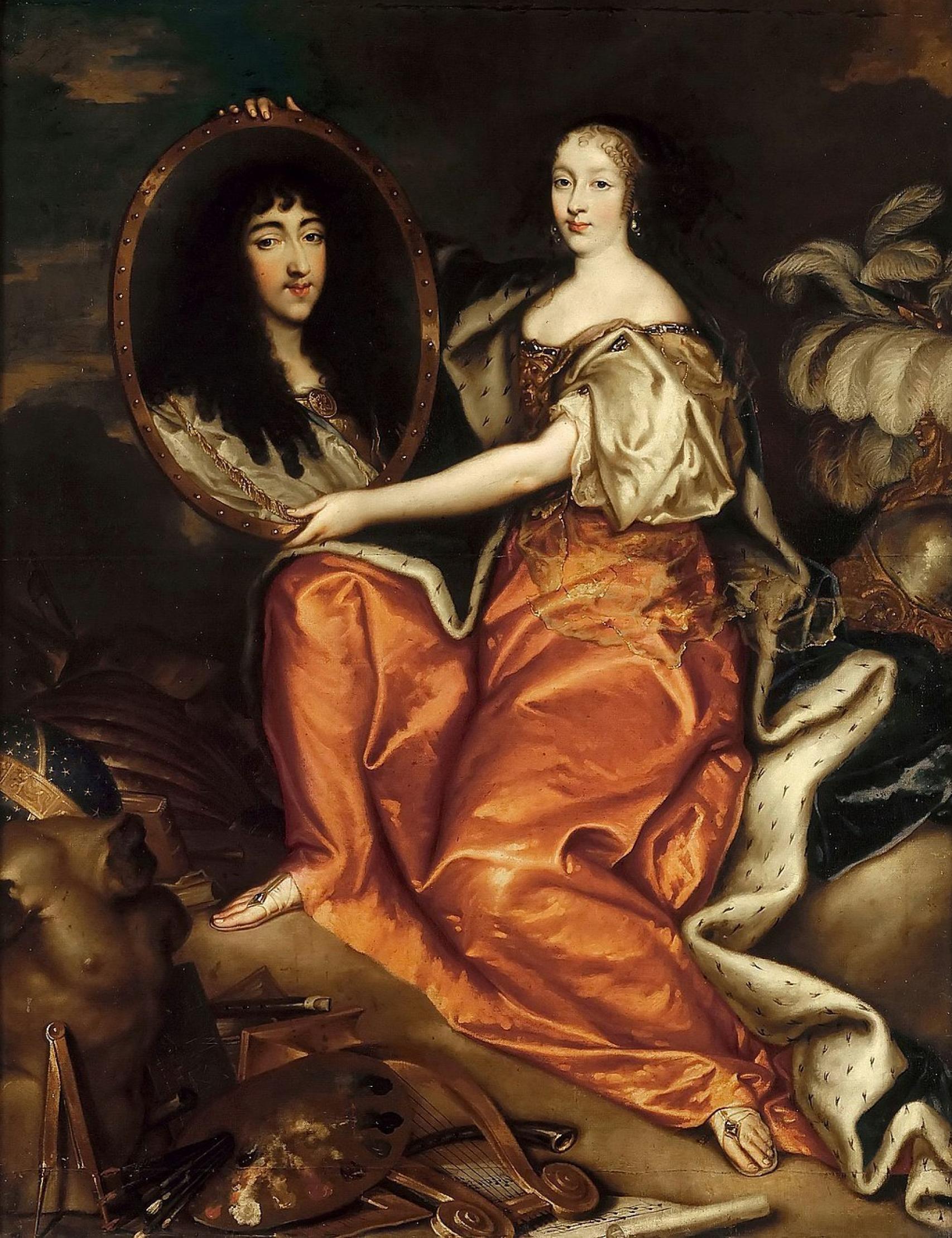 Enriqueta de Inglaterra sostiene una pintura de Felipe de Orleans.