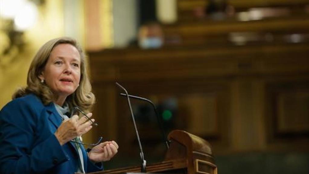 Nadia Calviño en el Congreso.