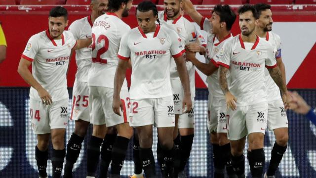 El Sevilla celebra un gol