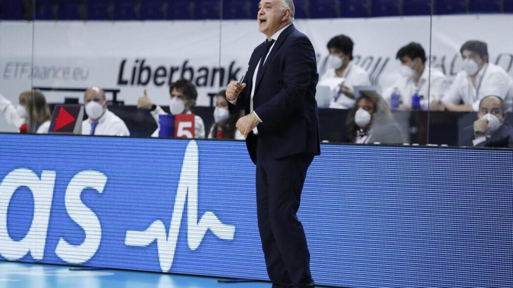 Pablo Laso durante un partido del Real Madrid