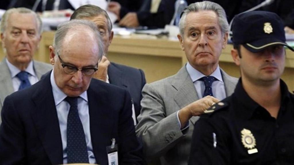 Rodrigo Rato y Miguel Blesa durante el juicio por las tarjetas 'black'.