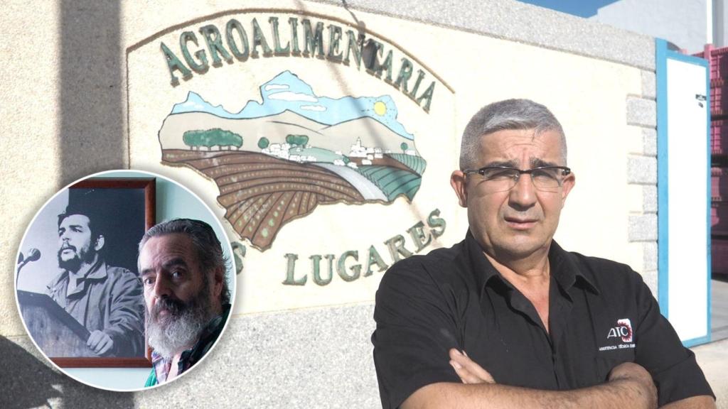 José Antonio, el último empresario de Marinaleda, el municipio comunista. En el círculo, su alcalde, Juan Manuel Sánchez Gordillo.