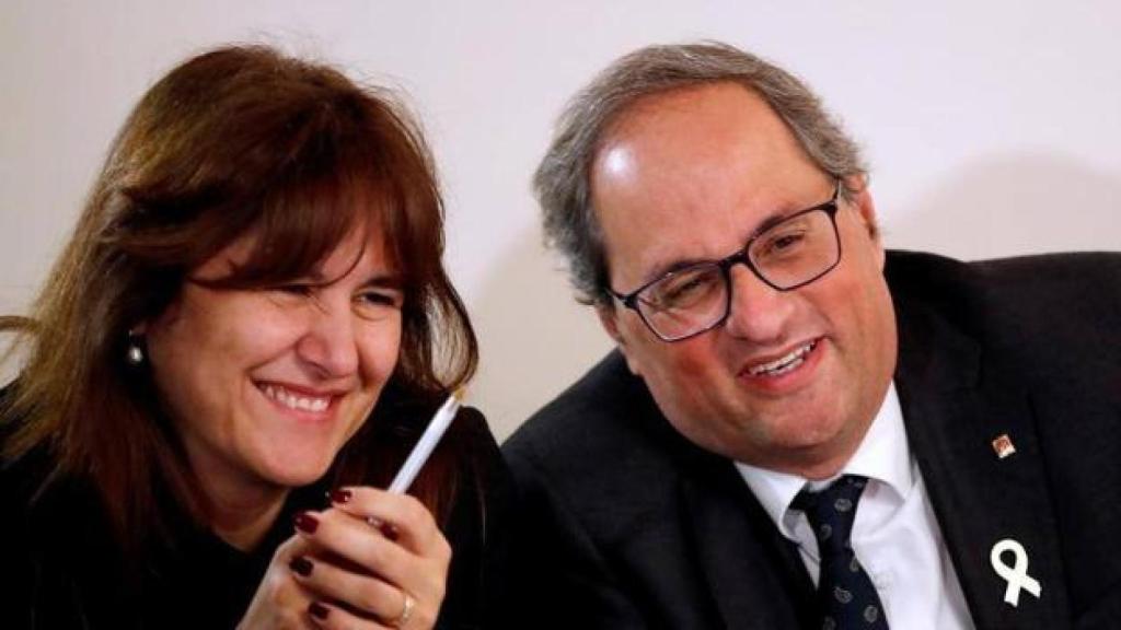 La diputada Laura Borràs junto al expresidente catalán Quim Torra en una imagen de archivo.