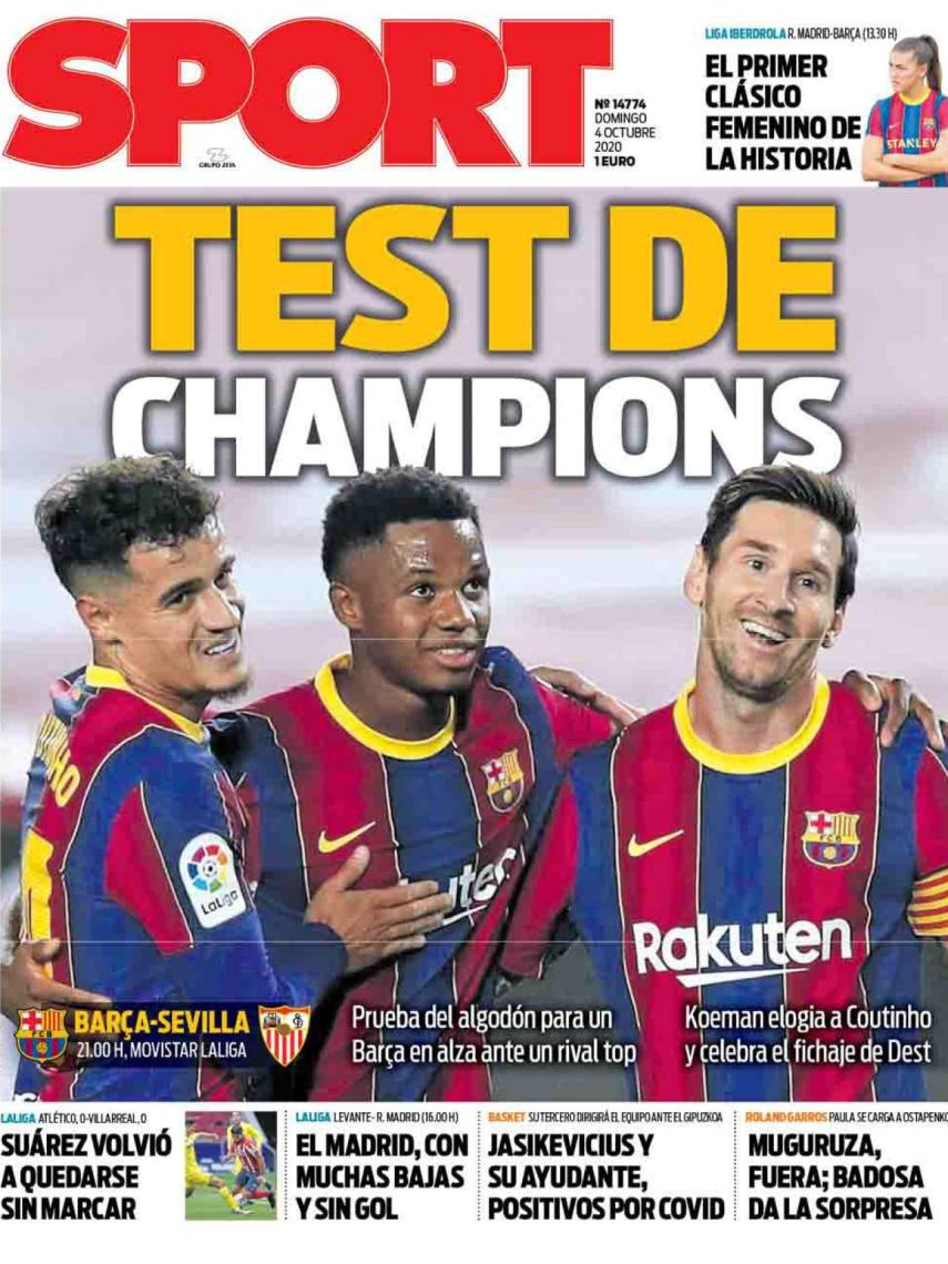 La portada del diario SPORT (04/10/2020)