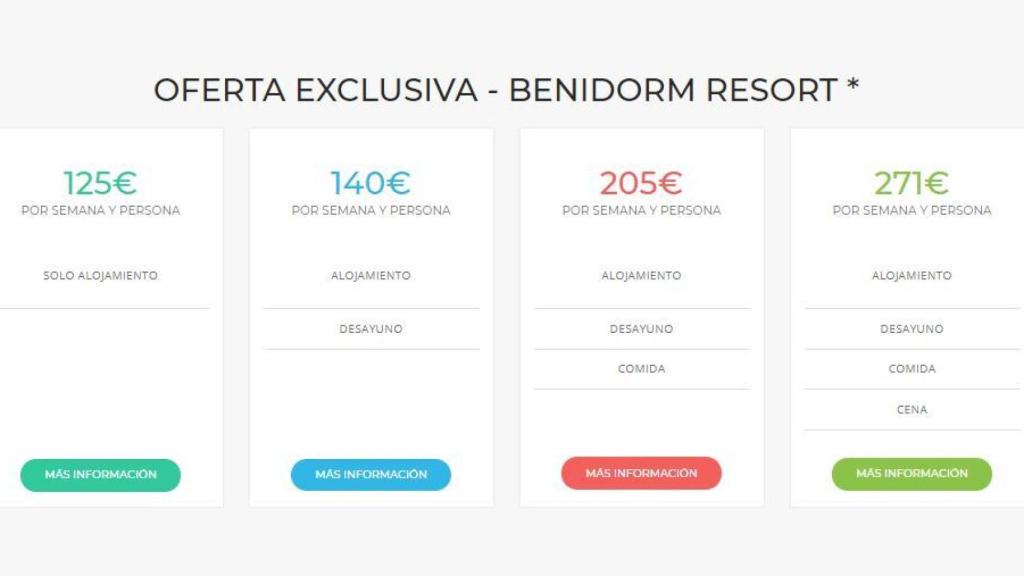 Captura de la web benidormresort.com