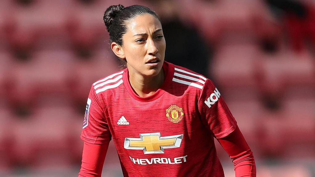 Christen Press, en un partido con el Manchester United Femenino