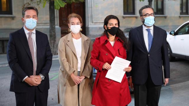 La portavoz de Vox en la Asamblea de Madrid, Rocío Monasterio, en la presentación del recurso ante el TSJM.