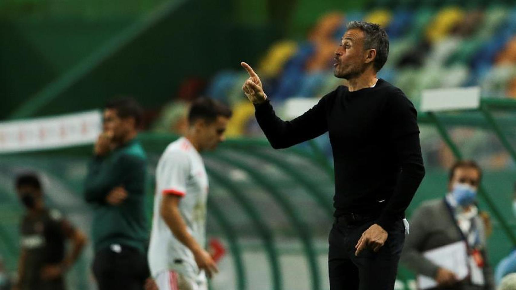 Luis Enrique, en un partido de la selección española