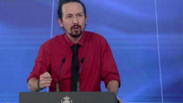 Pablo Iglesias presentando el 'Plan de Recuperación'.