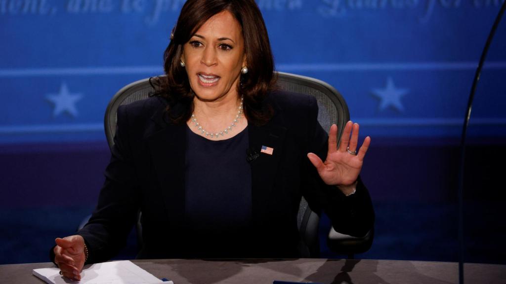 Kamala Harris, candidata a la Vicepresidencia de EEUU, en el debate con Mike Pence.