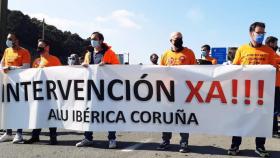 Concentración de trabajadores de Alu Ibérica en A Coruña en una foto de archivo