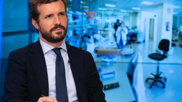 El presidente del PP, Pablo Casado, este viernes.