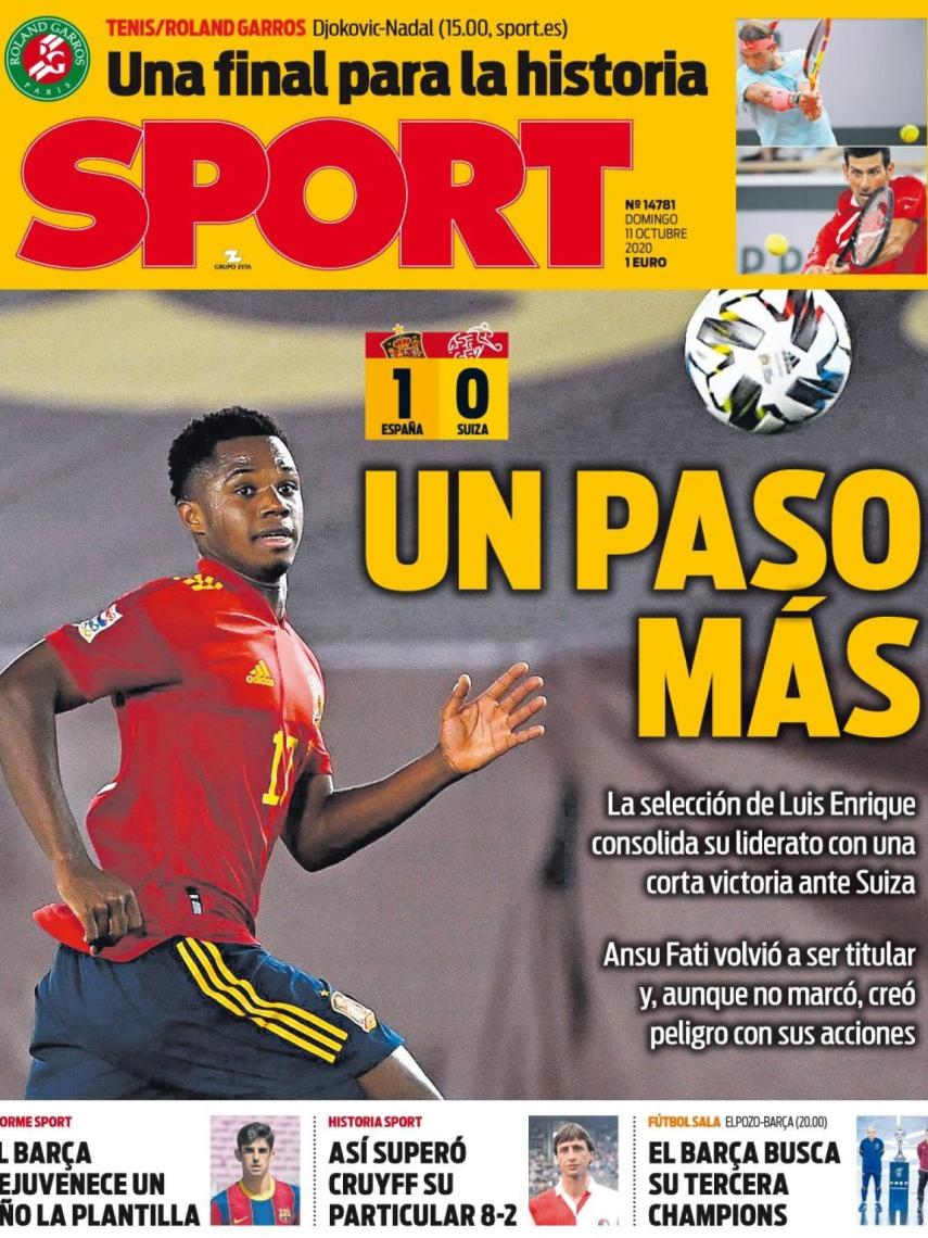 La portada del diario SPORT (11/10/2020)