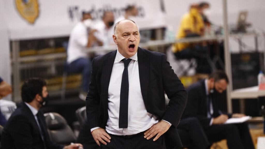 Pablo Laso, en un partido del Real Madrid de Baloncesto en la 2020/2021