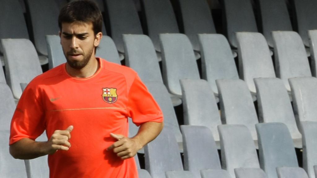 Oleguer Presas, en un entrenamiento del Barcelona