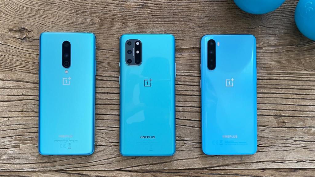 De izq a der: OnePlus 8, OnePlus 8T y OnePlus Nord.