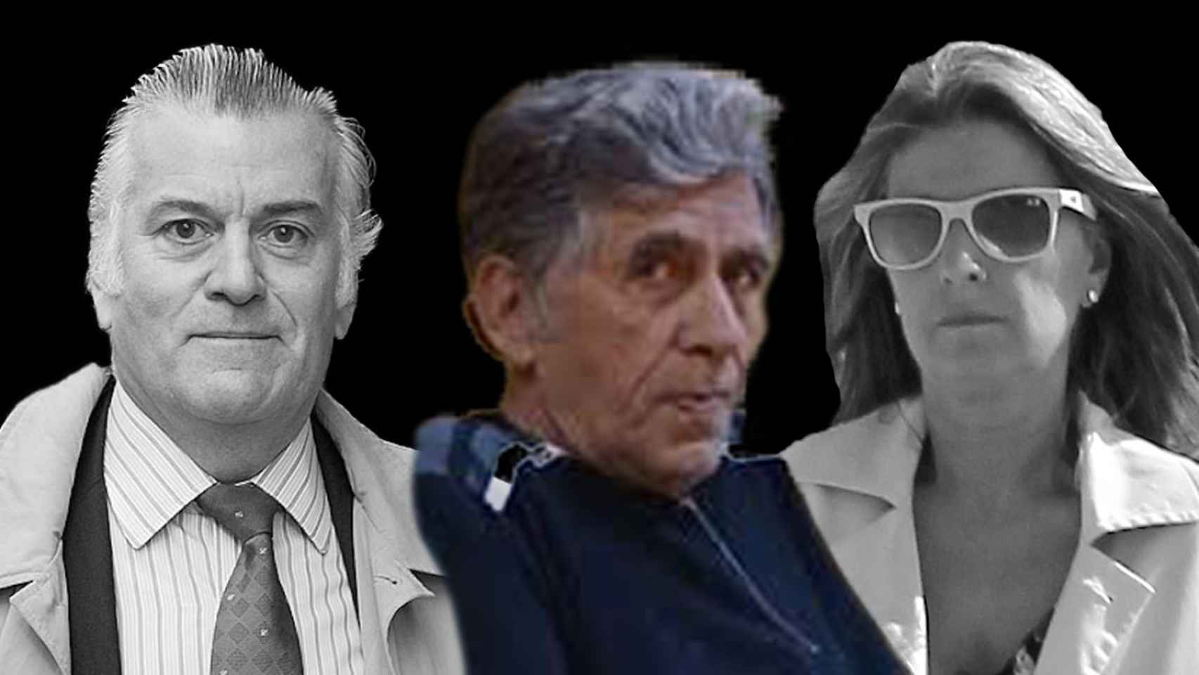 El extesorero del PP Luis Bárcenas (izquierda); su mujer, Rosalía Iglesias (d), y el falso cura Enrique Olivares.