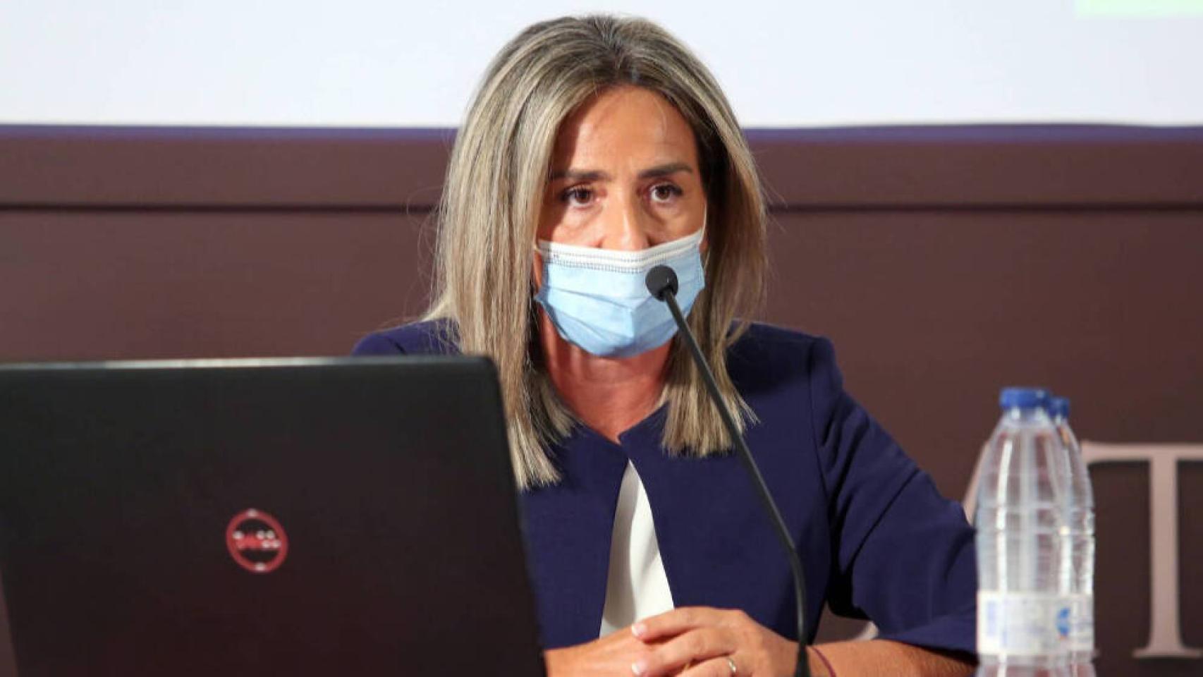 Milagros Tolón, alcaldesa de Toledo, este martes en la inauguración de la torre restaurada de la Catedral