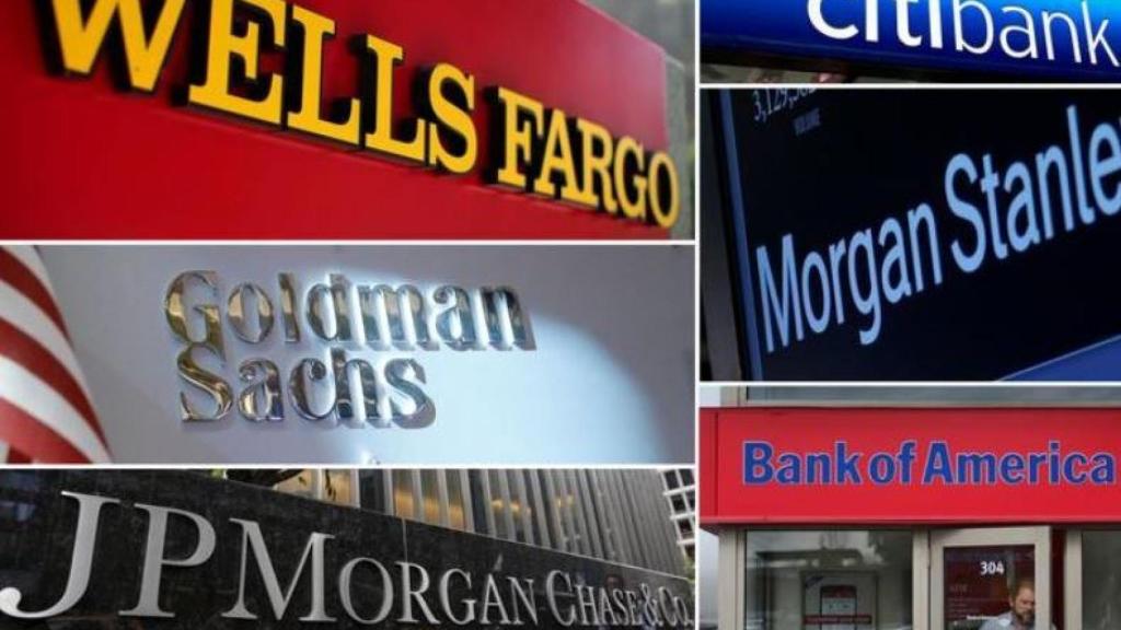 Rótulos de varios de los grandes bancos estadounidenses.