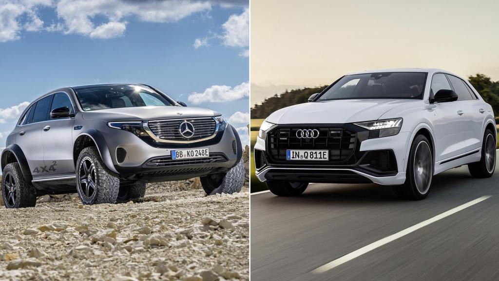 A la izquierda el Mercedes EQC 4x4²; a la derecha el Audi Q8 TFSIe quattro.