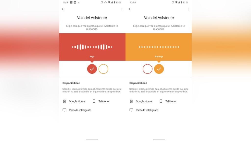 Opciones de Google Assistant