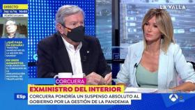 El exministro Corcuera durante la entrevista.