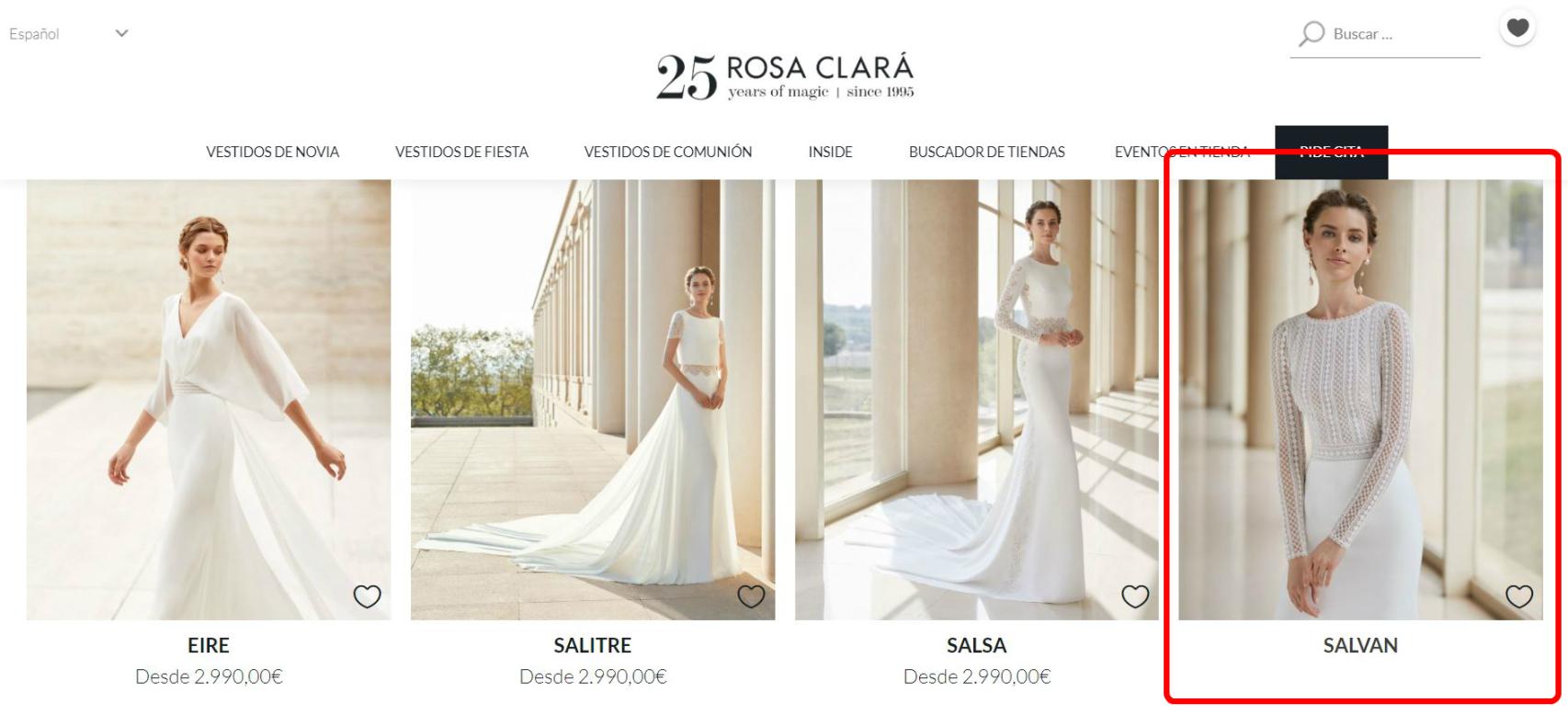 El diseño de Xisca, curiosamente, es el único que no presenta precio en la web oficial de Rosa Clará.