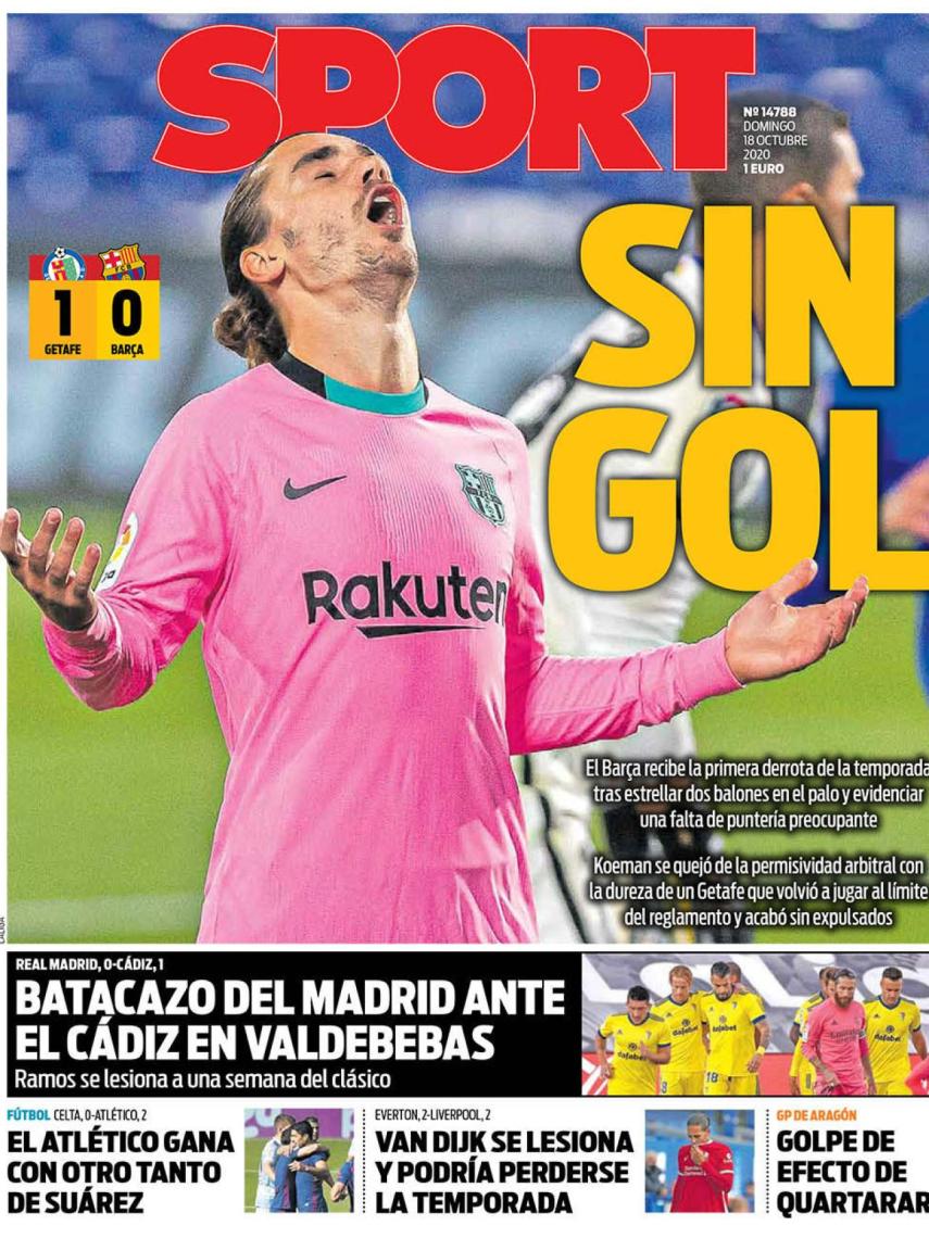 La portada del diario SPORT (18/10/2020)