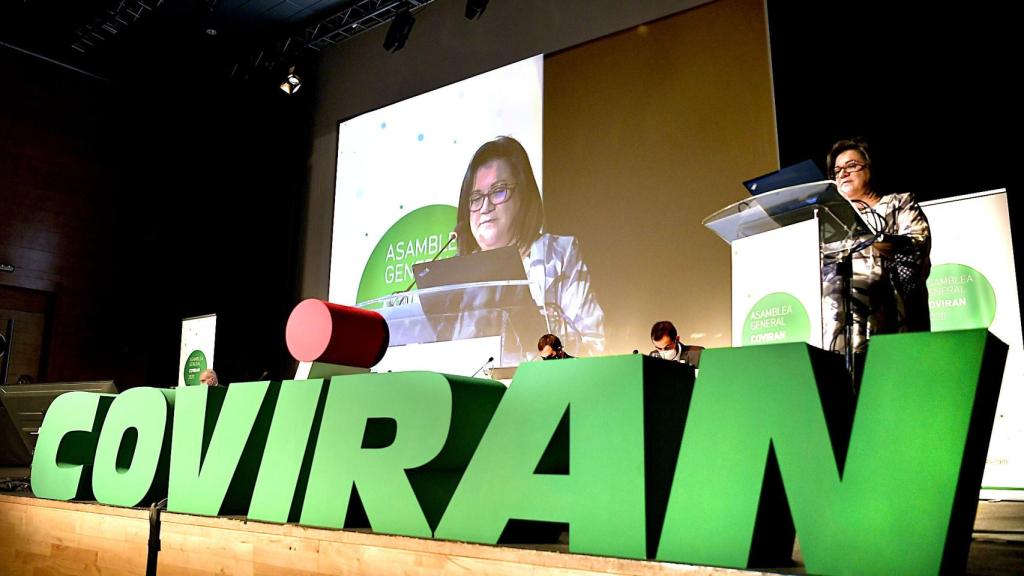 Patro Contreras durante la Asamblea General de Covirán en 2020.