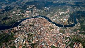 La ciudad de Pontevedra desde el aire.