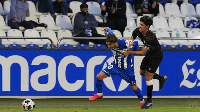 Keko Gontán durante el partido del Dépor contra el Salamanca.