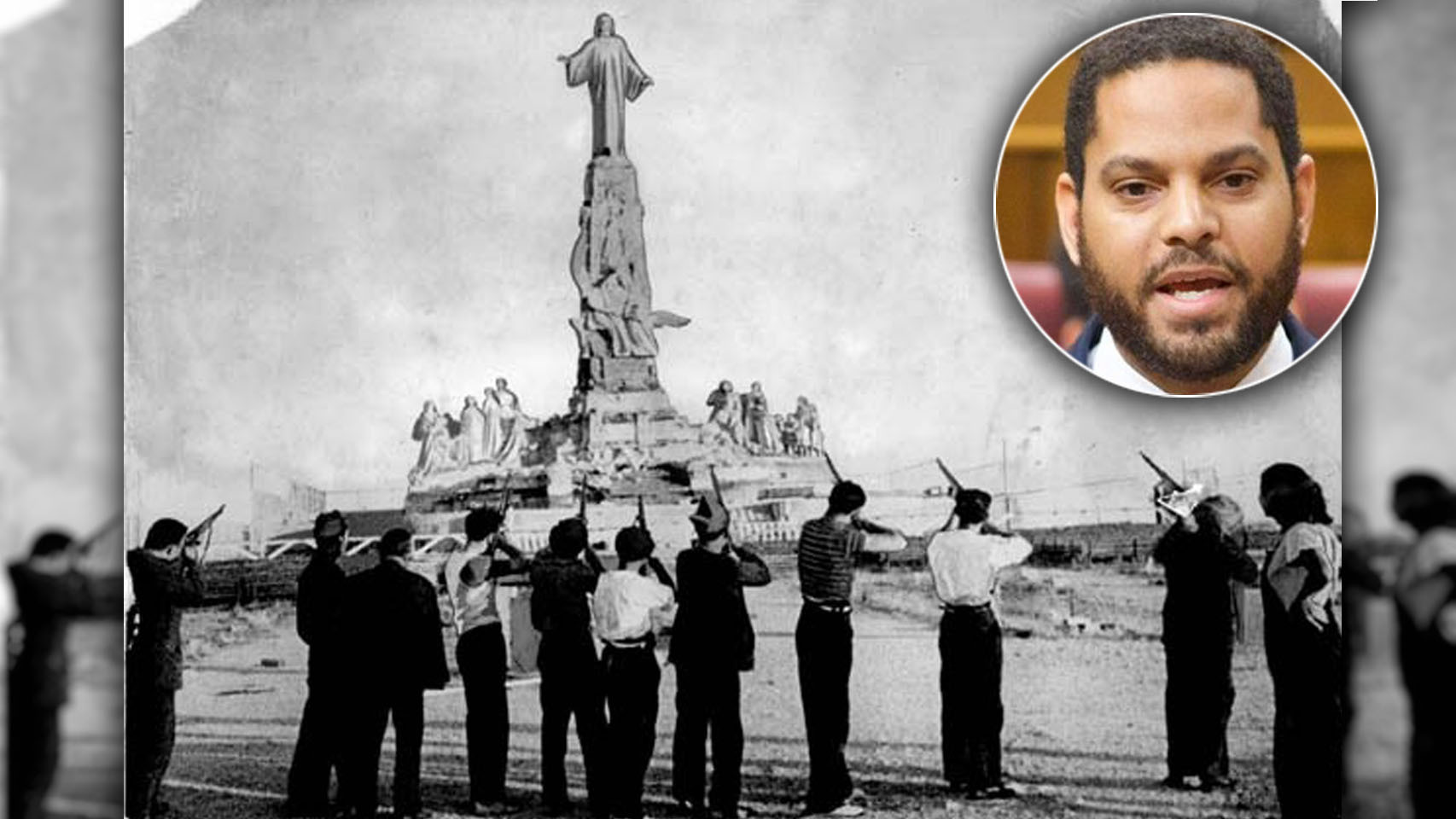 La icónica foto de los republicanos fusilando la estatua de Cristo