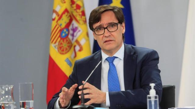 El ministro de Sanidad, Salvador Illa, en la rueda de prensa de este martes.