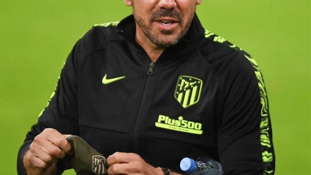 Simeone, en un entrenamiento del Atlético de Madrid