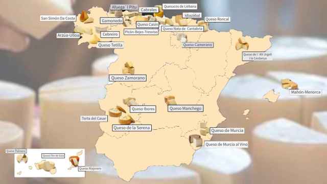 Los 26 quesos con denominación de origen elaborados en España en cada una de las provincias donde se fabrican.