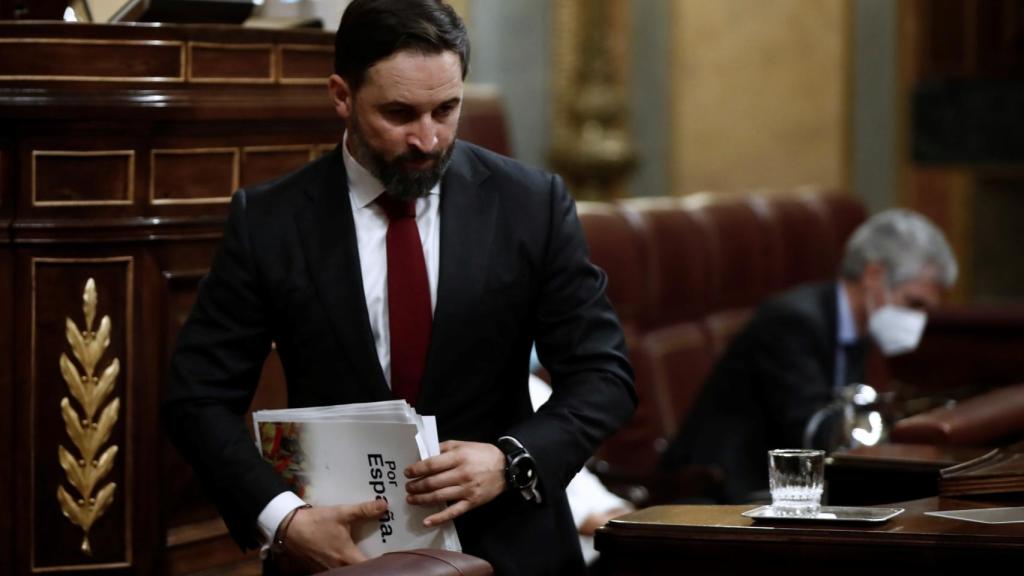 Santiago Abascal, este miércoles durante la moción de censura.