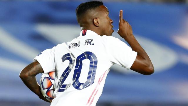 Vinicius celebra su gol ante el Shakhtar Donetsk en la Champions League 2020/2021