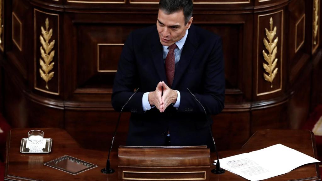 Pedro Sánchez, presidente del Gobierno, durante la moción de censura.