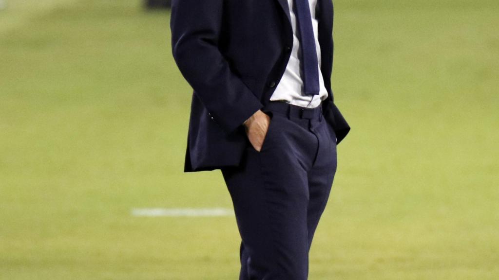 Zinedine Zidane, durante un partido de la temporada 2020/2021 del Real Madrid