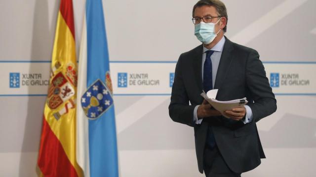 El presidente de la Xunta de Galicia, Alberto Núñez Feijóo, tras la reunión semanal de su Ejecutivo