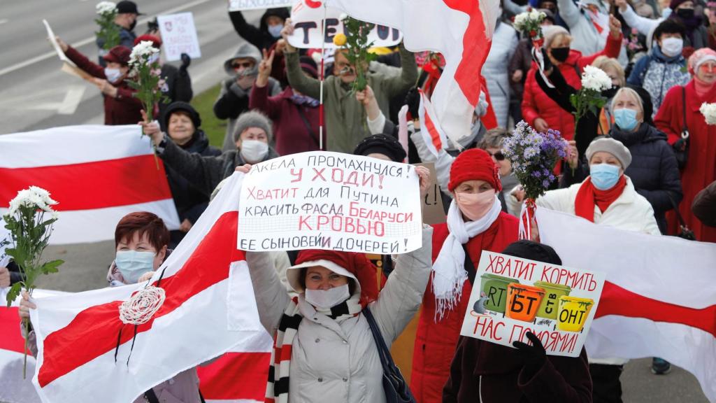 Concentración de la oposición democrática bielorrusa en Minsk el pasado lunes