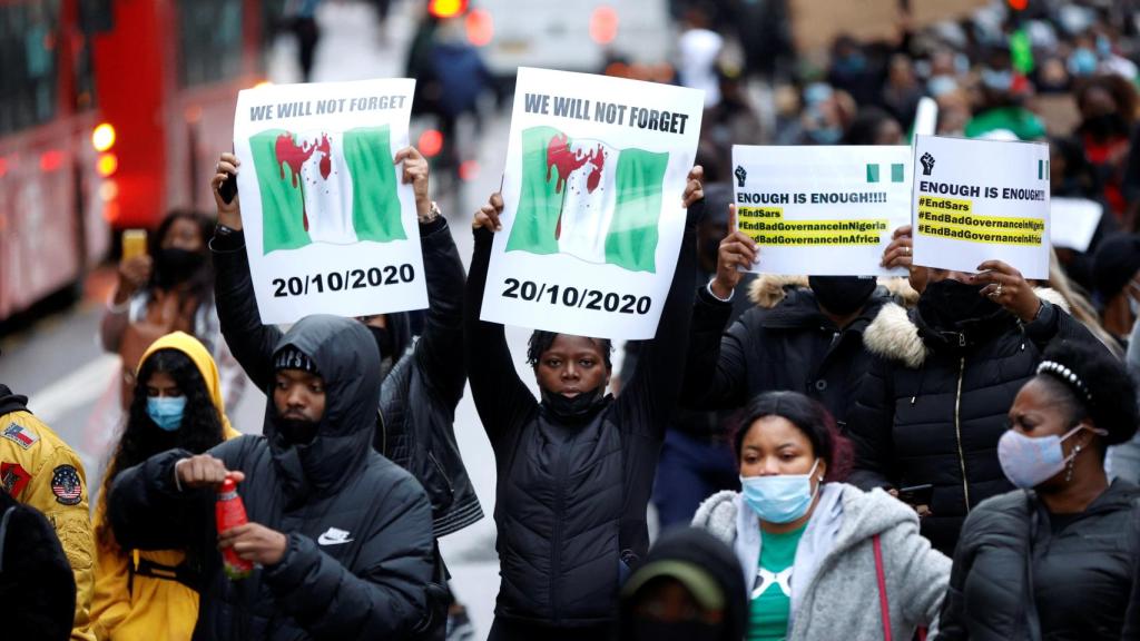 Manifestantes en Lagos durante las protestas contra el SARS.