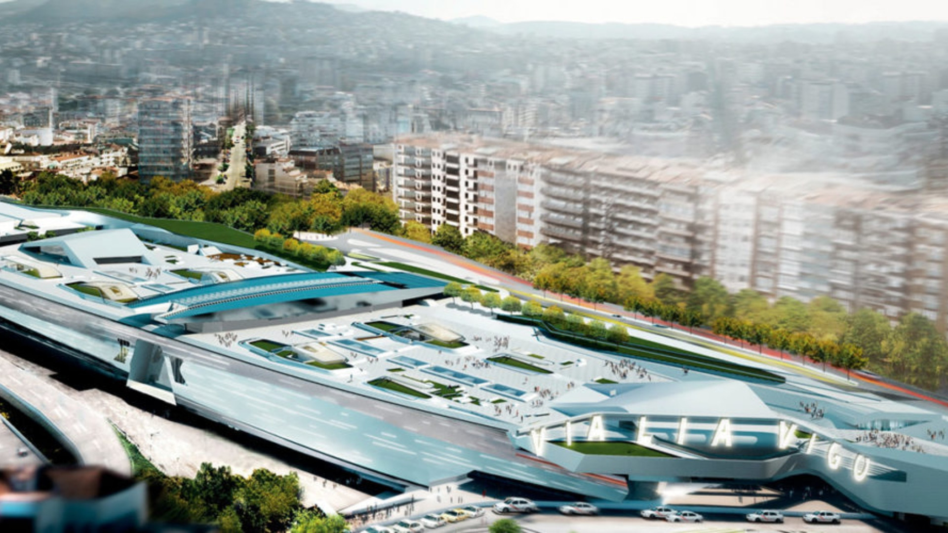 Vista aérea del futuro centro comercial Vialia Vigo, promovido por Ceetrus.