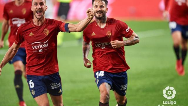 Osasuna celebra el gol de Rubén García