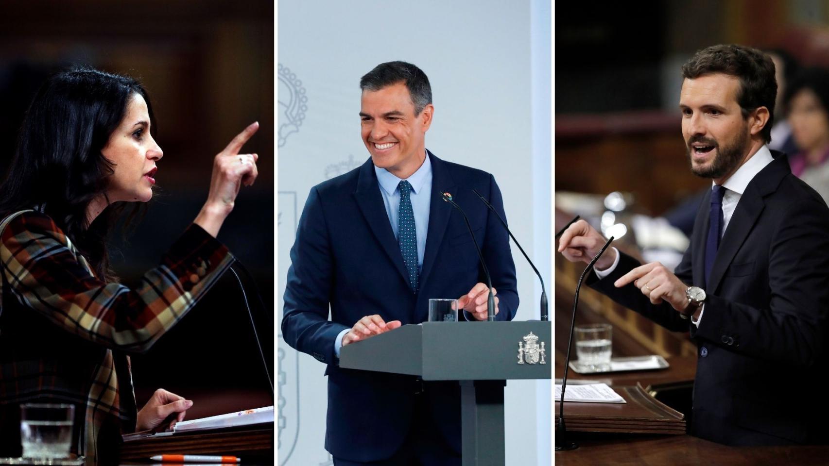 Arrimadas, Sánchez y Casado.