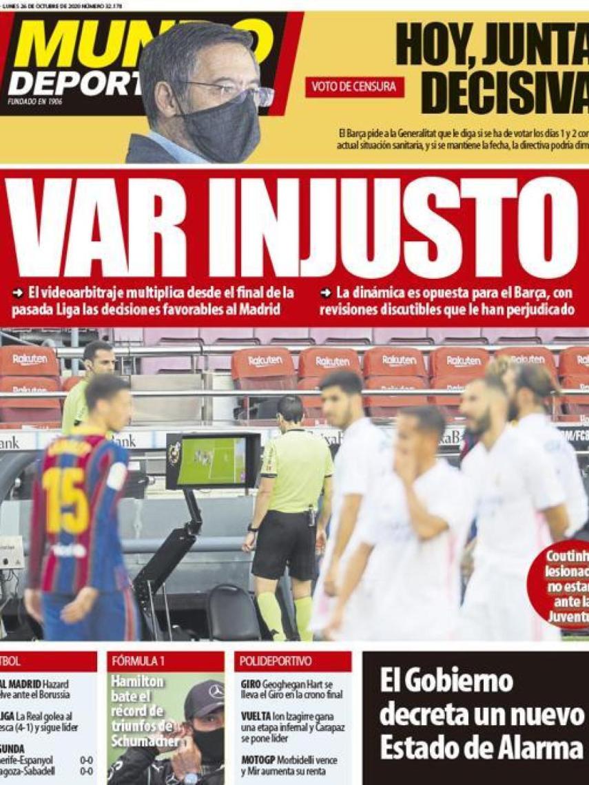 La portada del diario Mundo Deportivo (26/10/2020)