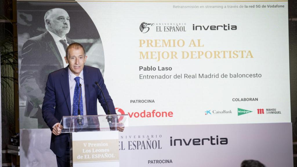 José Luis Llorente realizó la laudatio de Pablo Laso en los Premios  Los Leones 2020 de EL ESPAÑOL